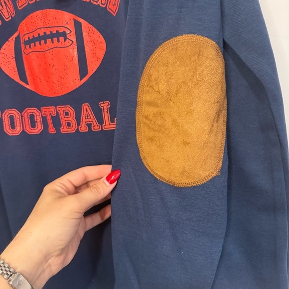 Haute Men’s Crew Neck Long Sleeve New England Football w/elbow Patches Sz XL - Picture 4 of 5